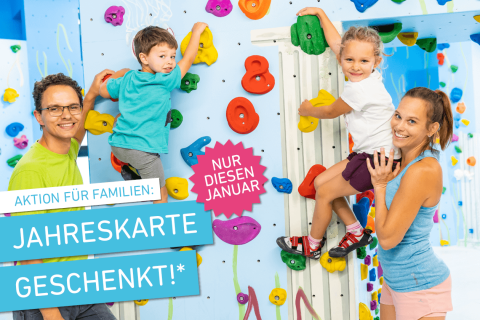 Extra Aktion für Familien. Jahreskarte für Kinder im Januar geschenkt.